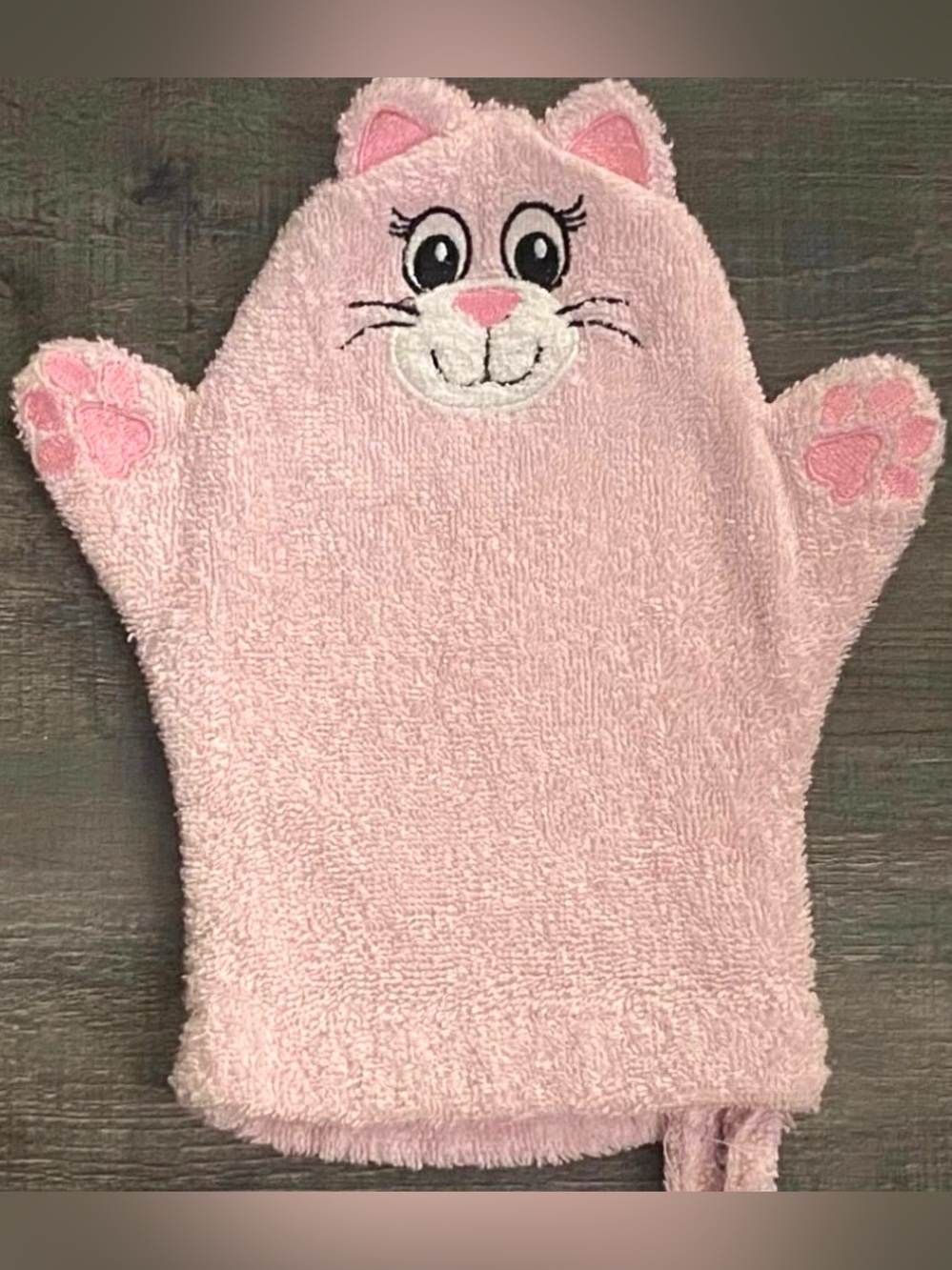 💞 Kids Pink Kitty Cat Terry Bath Mitt